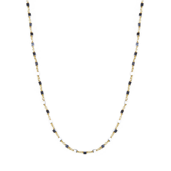 Gold with Hematite Cube Necklace