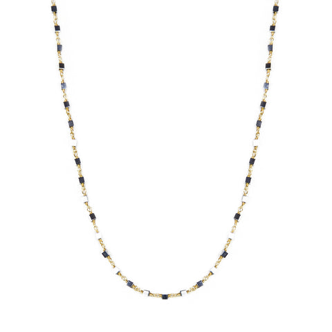 Gold with Hematite Cube Necklace