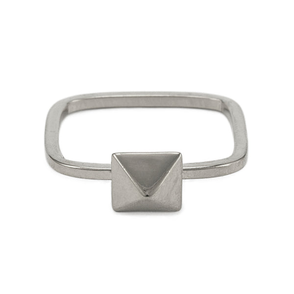Silver Pyramid Square Ring