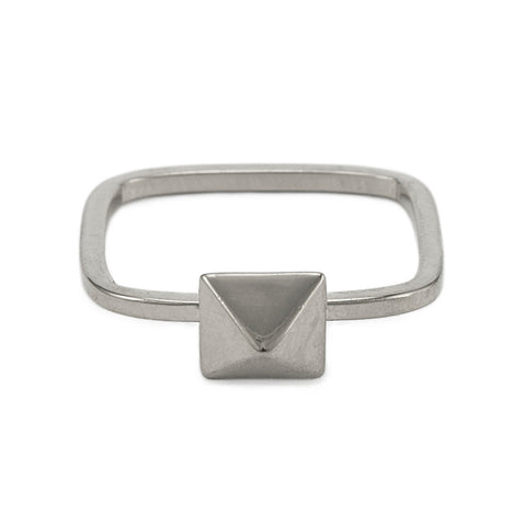 Silver Pyramid Square Ring