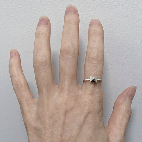 Silver Pyramid Square Ring
