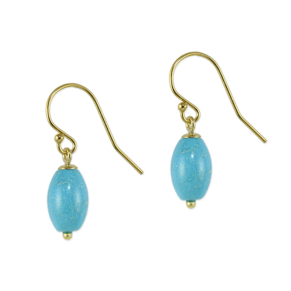 Gold Turquoise Egg Earrings
