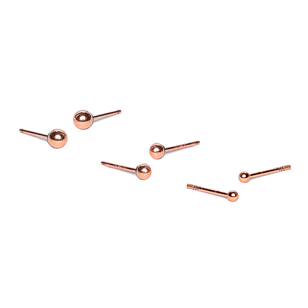 Set of 3 Rose Gold Orbital Studs