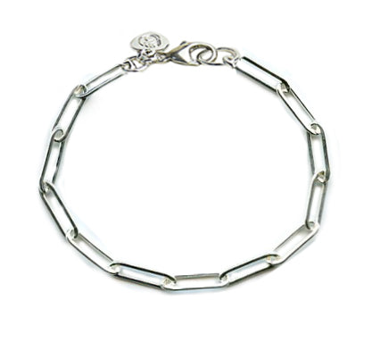 Silver Silver Paper Clip Anklet