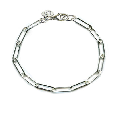 Silver Silver Paper Clip Anklet
