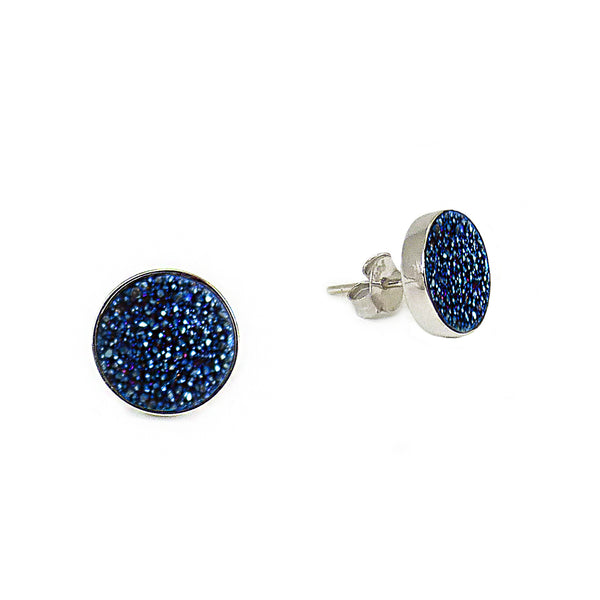 Silver and Teal Sparkle Studs