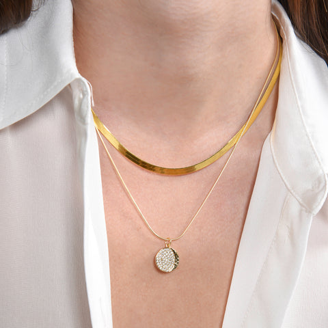 Gold Herringbone Chain Necklace
