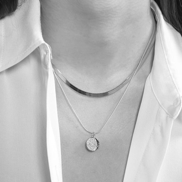 Silver Herringbone Chain Necklace