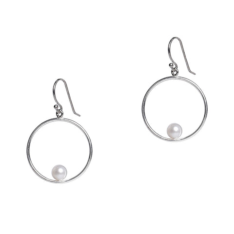 Silver Floating Pearl Drops