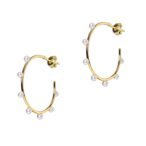 Dotted Pearl Hoops