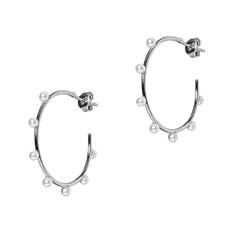 Dotted Pearl Hoops