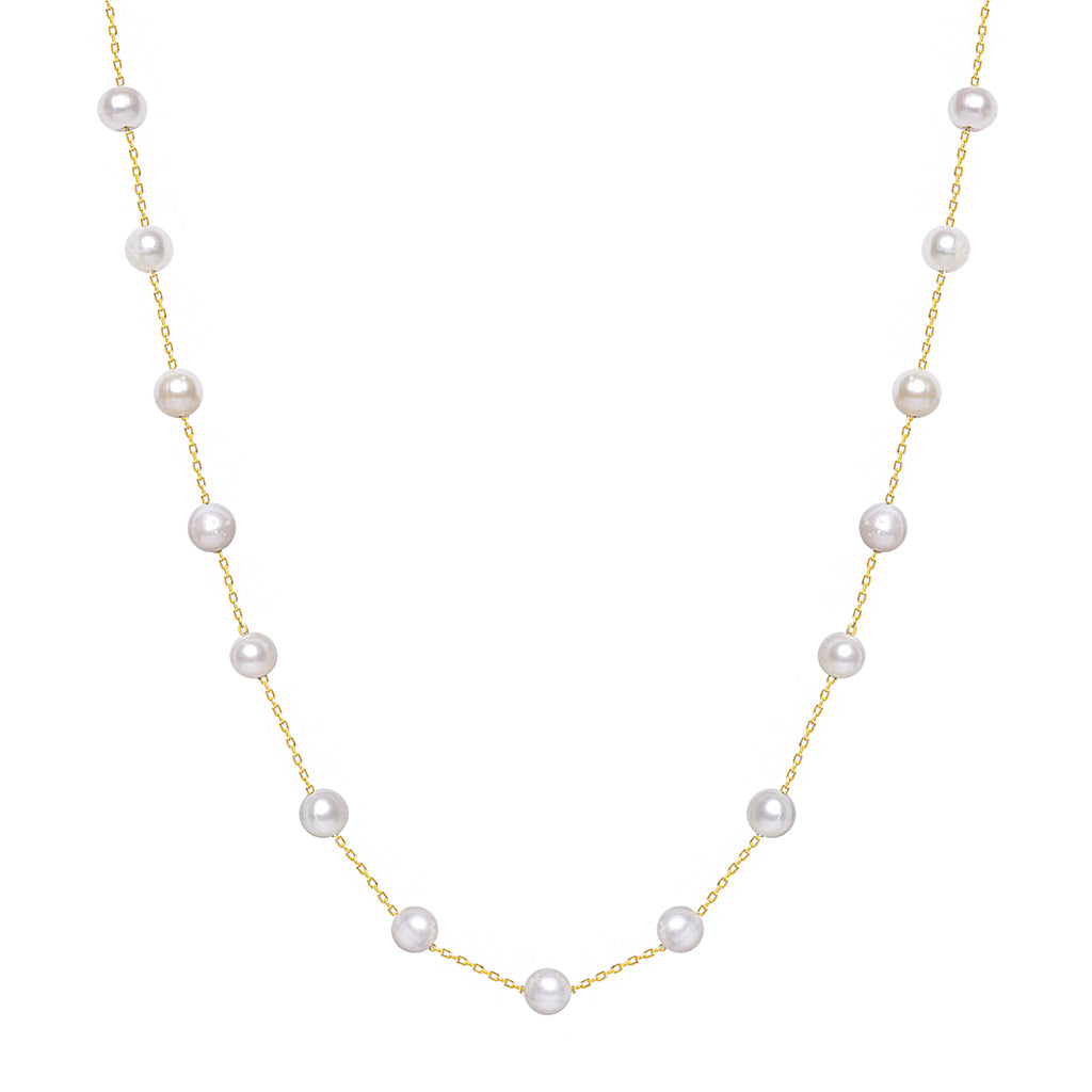 Dotted Pearl Chain Necklace 16 - 18 / Gold