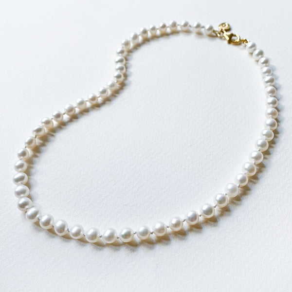 Classic Knotted Pearl Necklace