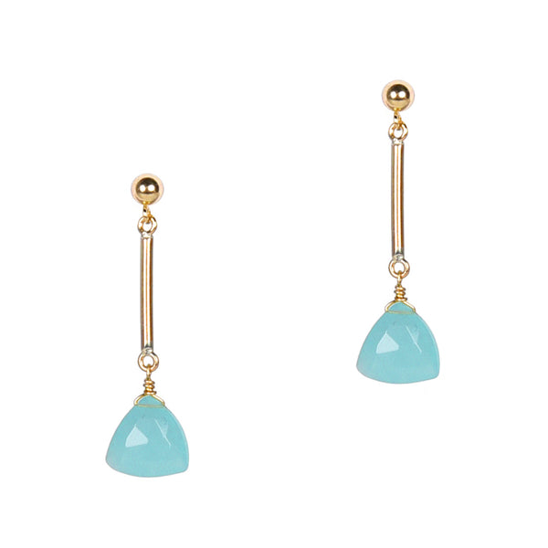 Green Chalcedony Bar Earrings