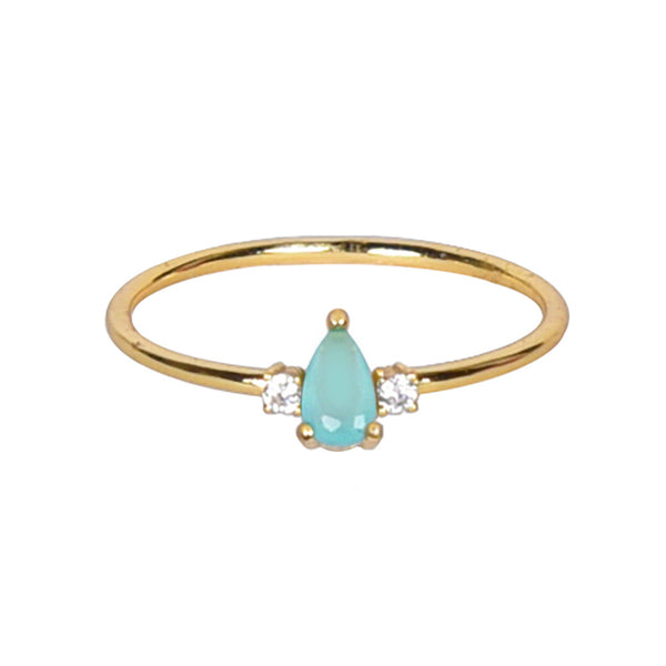 Green Chalcedony Tiny Solitaire Ring