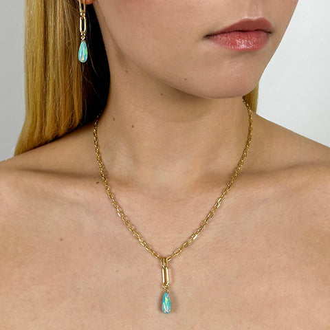 Aqua Opal Teardrop Pendant