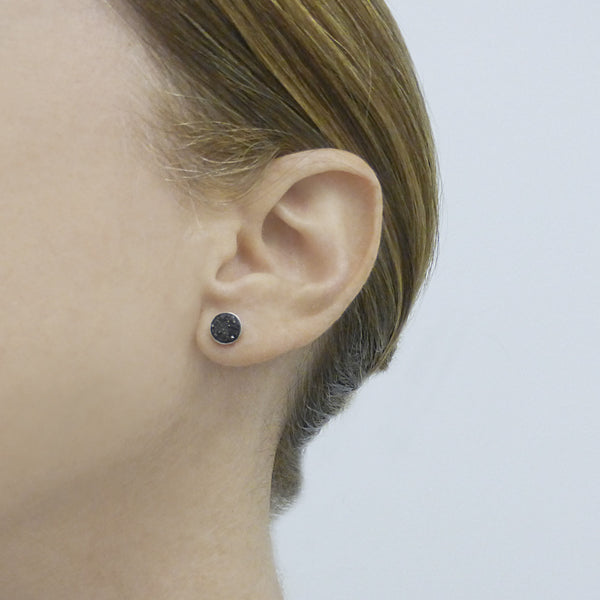 Silver and Black Sparkle Studs