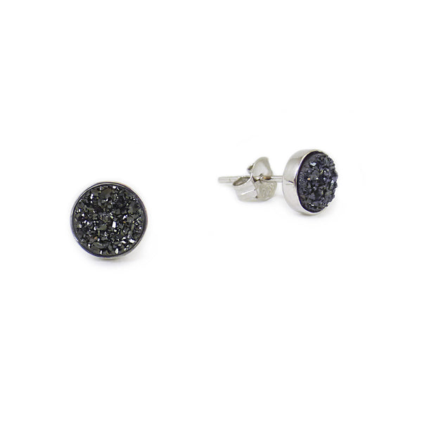 Silver and Black Sparkle Studs