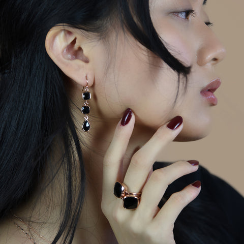 Black Onyx Trio Earrings