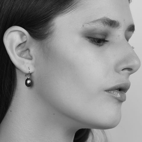 Silver Midnight Pearl Earrings