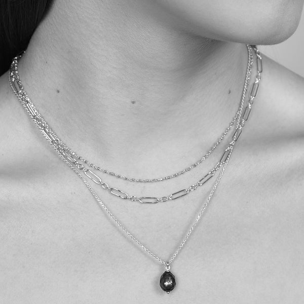 Silver Midnight Pearl Pendant