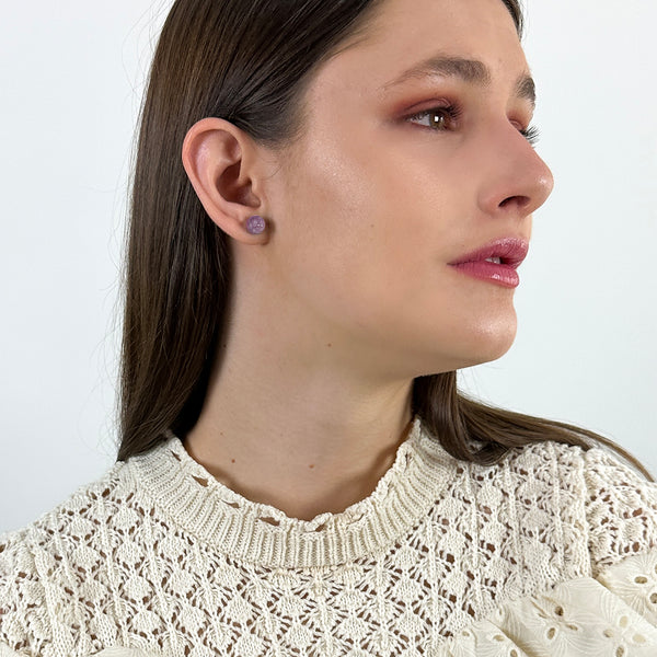 Amethyst Gem Ball Studs
