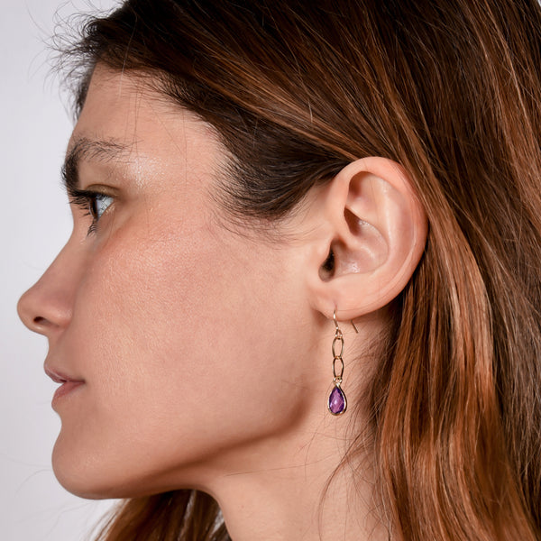 Amethyst Chain Link Earrings