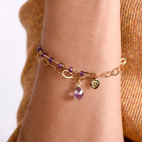 Amethyst Chain Layered Bracelet