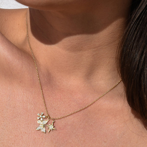 Butterfly Charm Trio Necklace