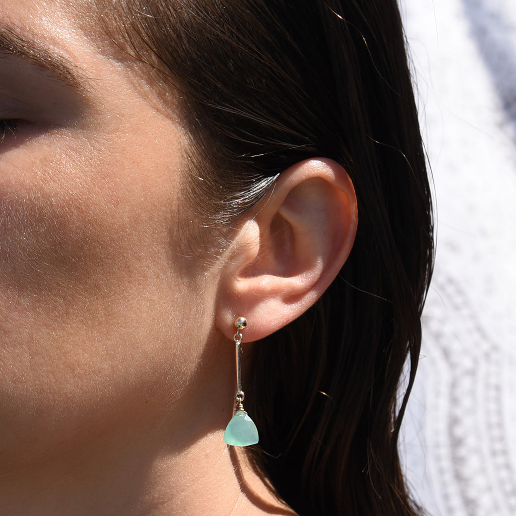 Green sales chalcedony earrings