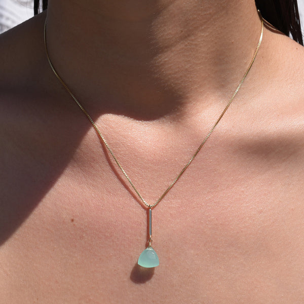 Green Chalcedony Bar Necklace
