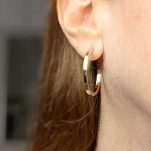 Gold Small Square Edge Hoops