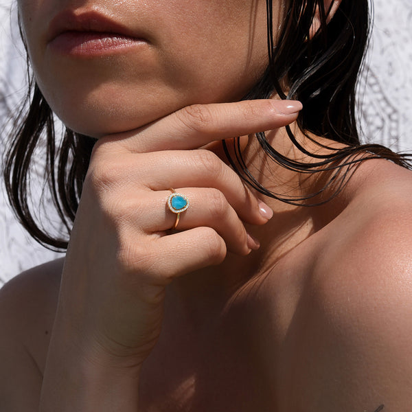 Turquoise Halo Ring