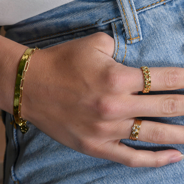 Gold Herringbone Chain Bracelet