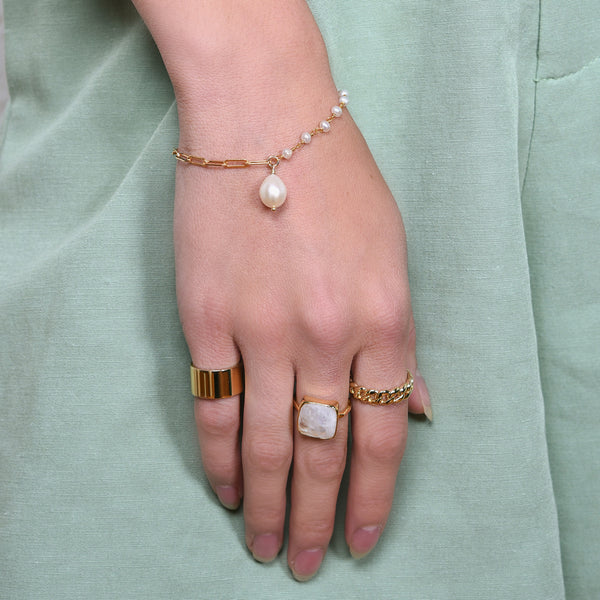 Rainbow Moonstone Cushion Ring