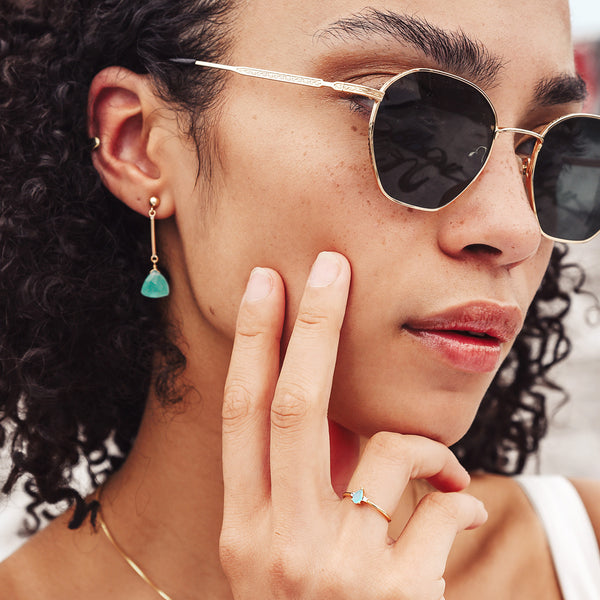 Green Chalcedony Bar Earrings
