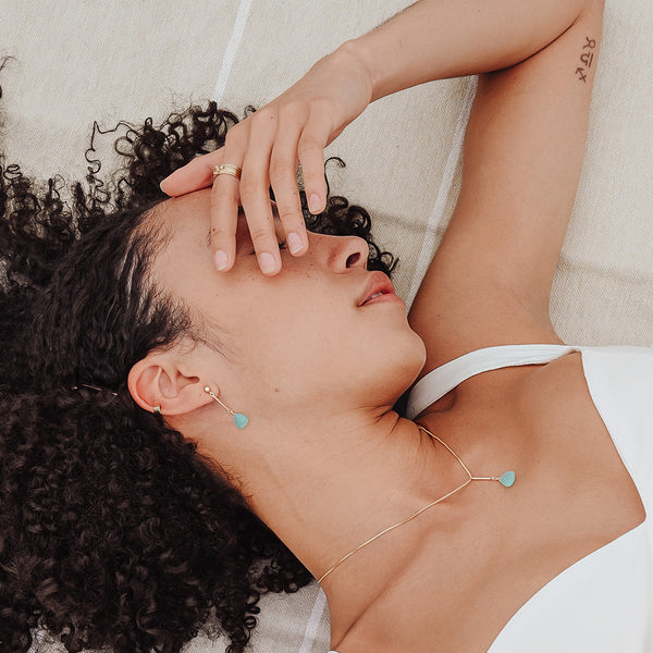 Green Chalcedony Bar Earrings