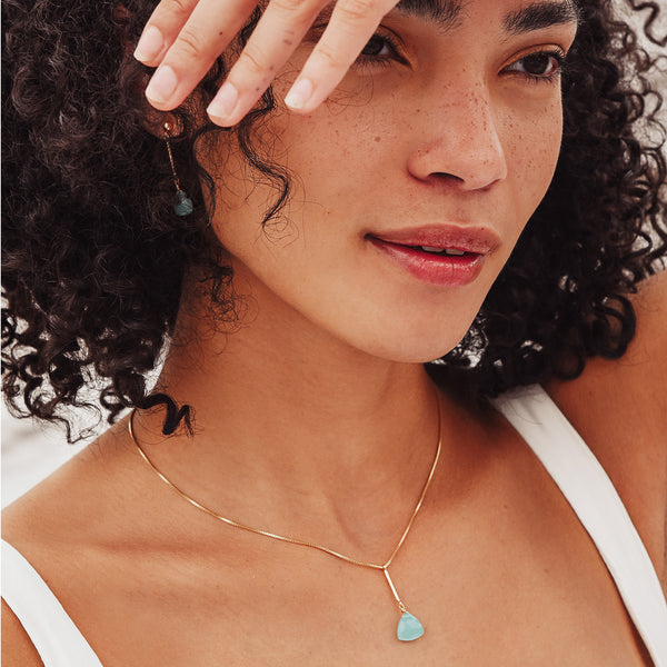 Green Chalcedony Bar Necklace