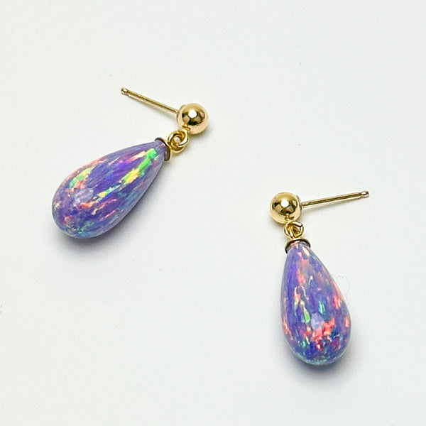 Lavender Opal Teardrop Earrings