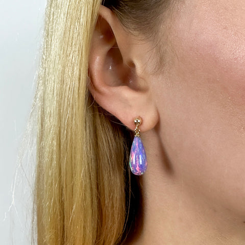 Lavender Opal Teardrop Earrings