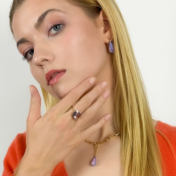 Lavender Opal Teardrop Earrings