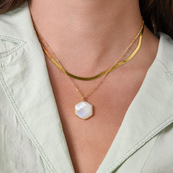 Gold Herringbone Chain Necklace