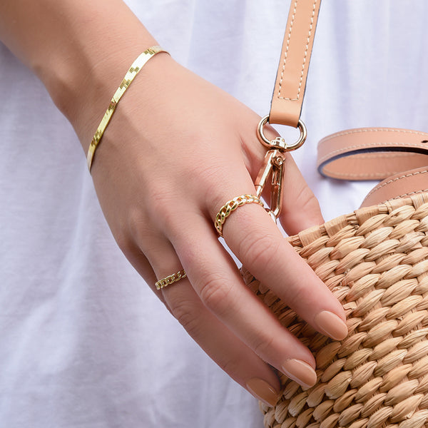 Gold Herringbone Chain Bracelet