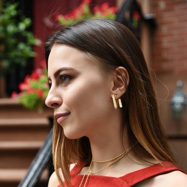 Large Golden Square Hoops