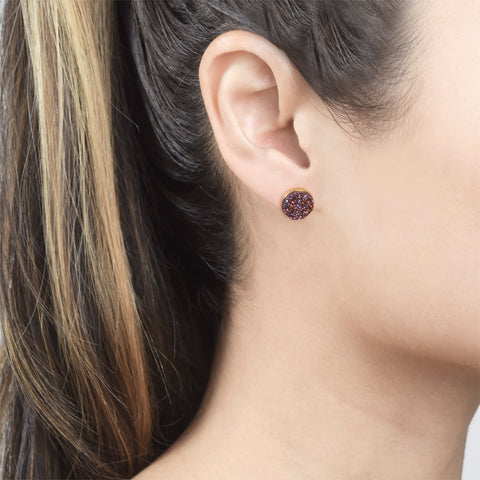 Rose Gold Plum Sparkle Studs