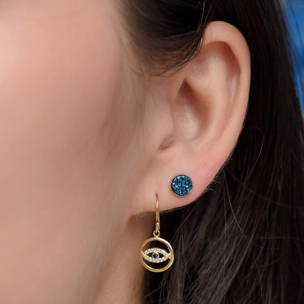 Gold and Teal Sparkle Studs