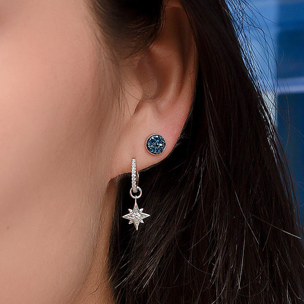 Silver and Teal Sparkle Studs