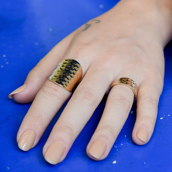 Hammered Shield Ring