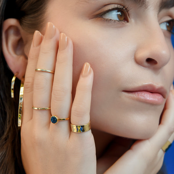 Gold and Teal Artisan Druzy Ring