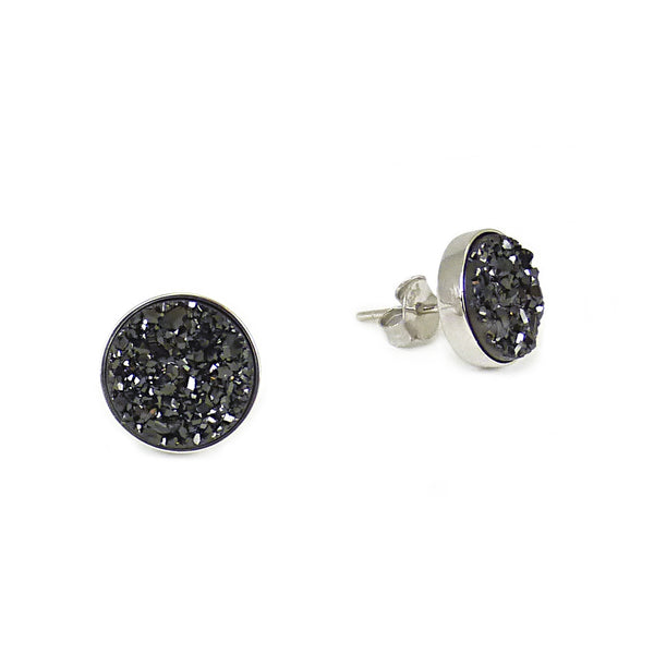 Silver and Black Sparkle Studs